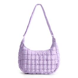 Bagsmart - Oversized Quilted Puffer Hobo Bag, Lightweight Crossbody with Adjustable Strap for Travel & Daily Use - Purple
