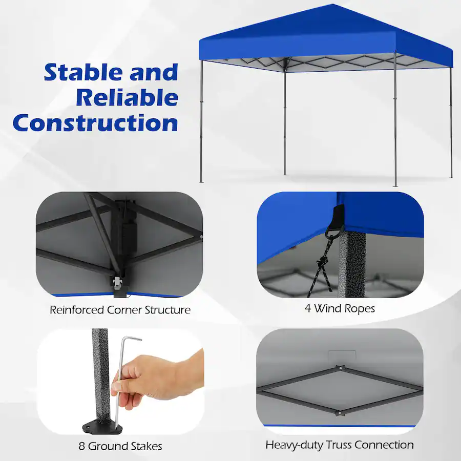 Costway 10 X 10 FT Pop up Canopy Tent with Portable Carrying Bag 8 ...