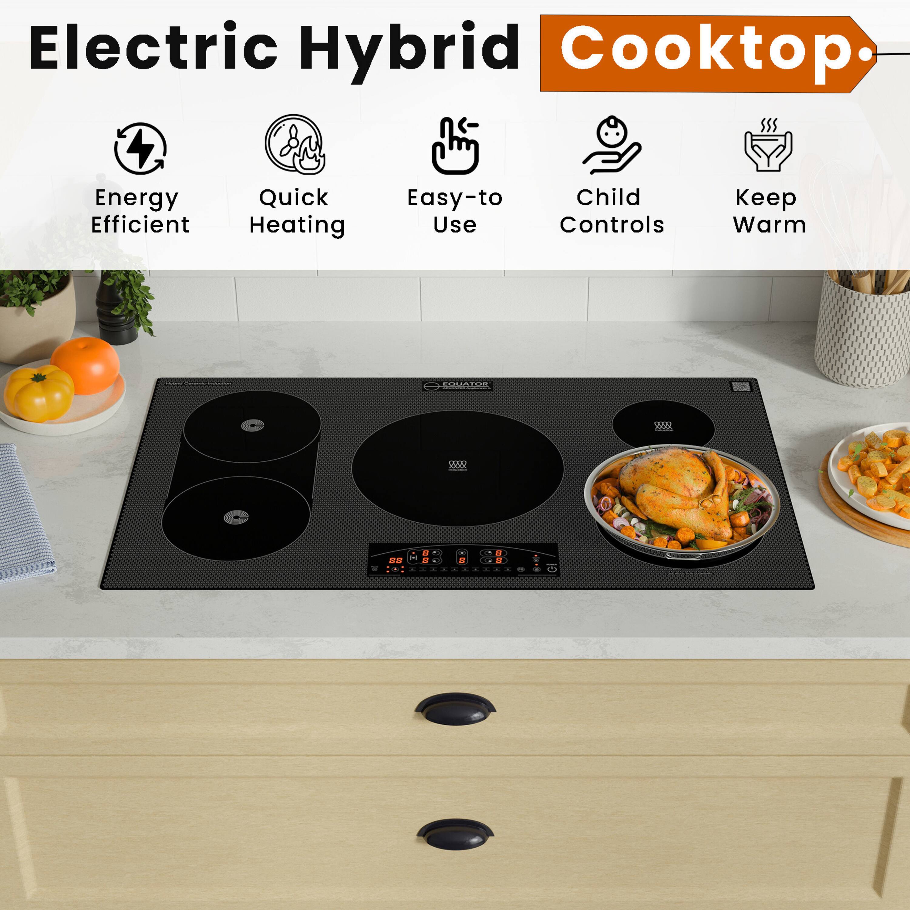 Electric Hybrid Cooktop: Energy Efficient, Quick Heating, Easy-to Use, Child Controls, Keep Warm