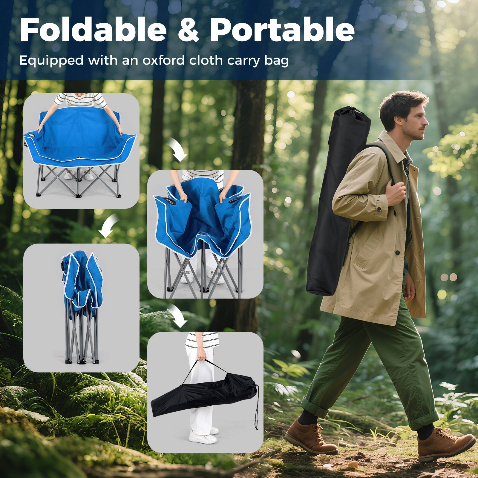 Foldable & Portable  
Equipped with an oxford cloth carry bag