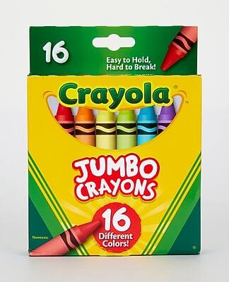 16 Easy to Hold, Hard to Break!  
Crayola JUMBO CRAYONS  
16 Different Colors!