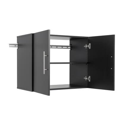 Front. Prepac - HangUps 30" Upper Storage Cabinet, Black - Black.