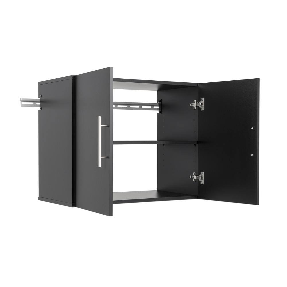 Front. Prepac - HangUps 30" Upper Storage Cabinet, Black - Black.