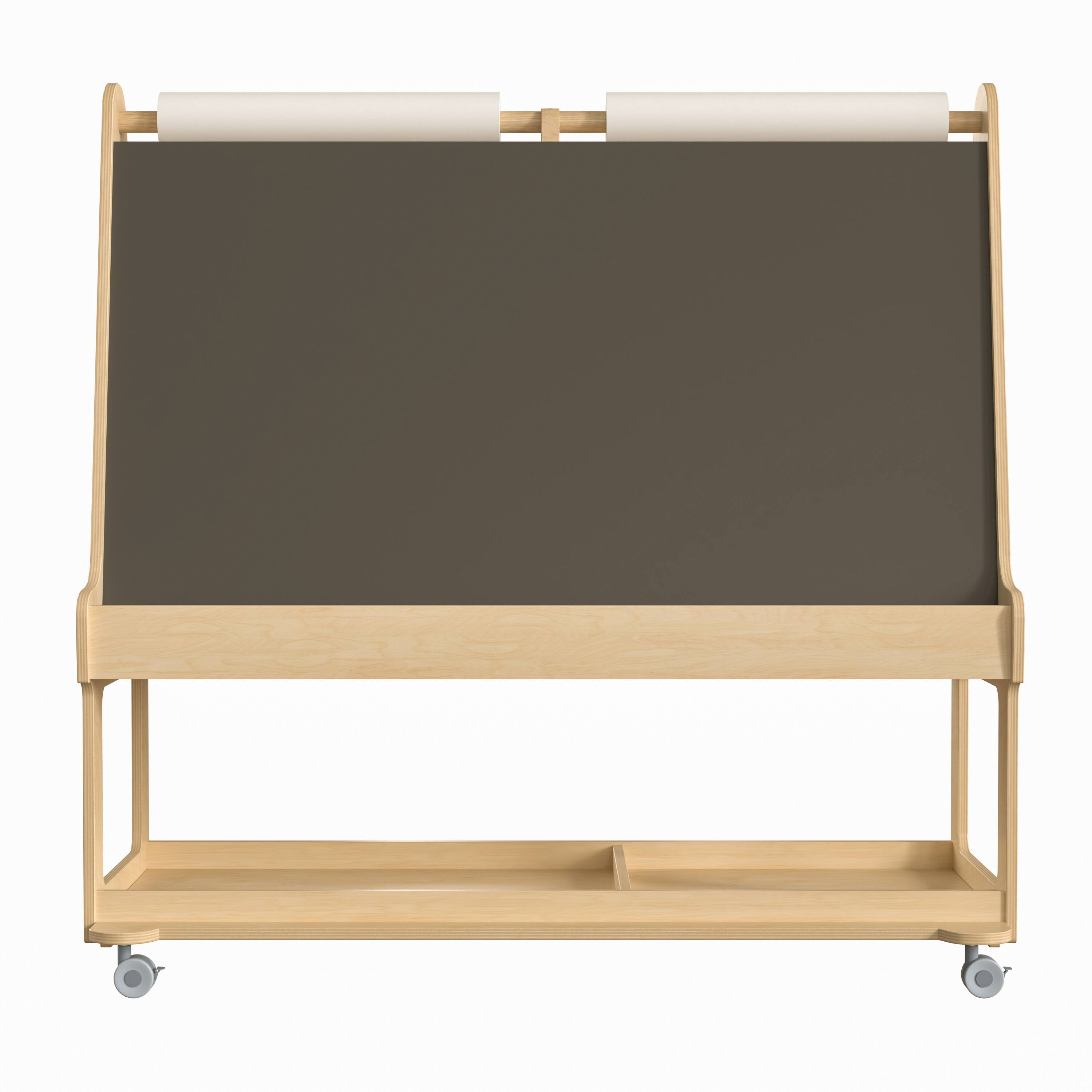 Back. Flash Furniture - Bright Beginnings Commercial Wooden Mobile Dual Sided 4 Person Art Station with Locking Caster Wheels and Bottom Shelf S - Natural.