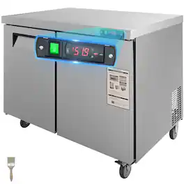 VEVOR - Commercial Refrigerator, 48" Worktop Undercounter Refrigerator, 12.85 Cu. Ft Thick Stainless Steel Refrigerated - Silver