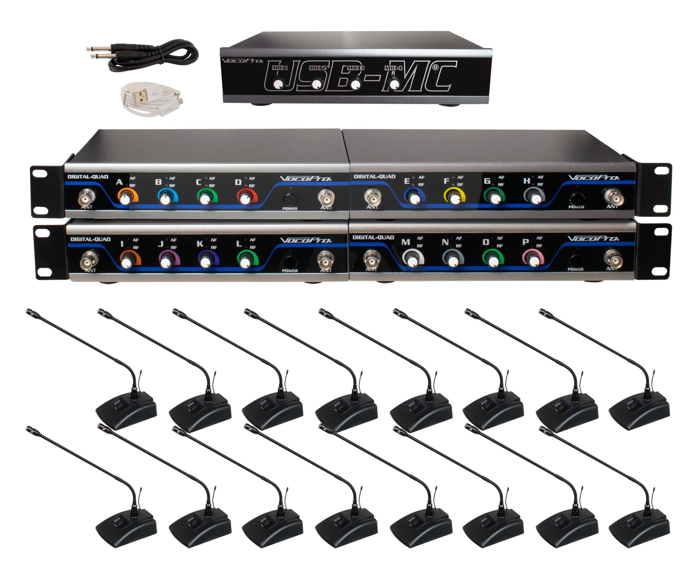 Front. VocoPro - USB-CONFERENCE-16 Wireless Conference Microphone System with Audio Interface.