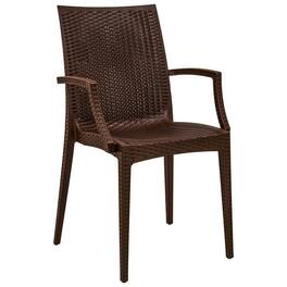 LeisureMod - Mace Modern Stackable Indoor Outdoor Dining Chair - UV Protected and No Assembly Required - Brown