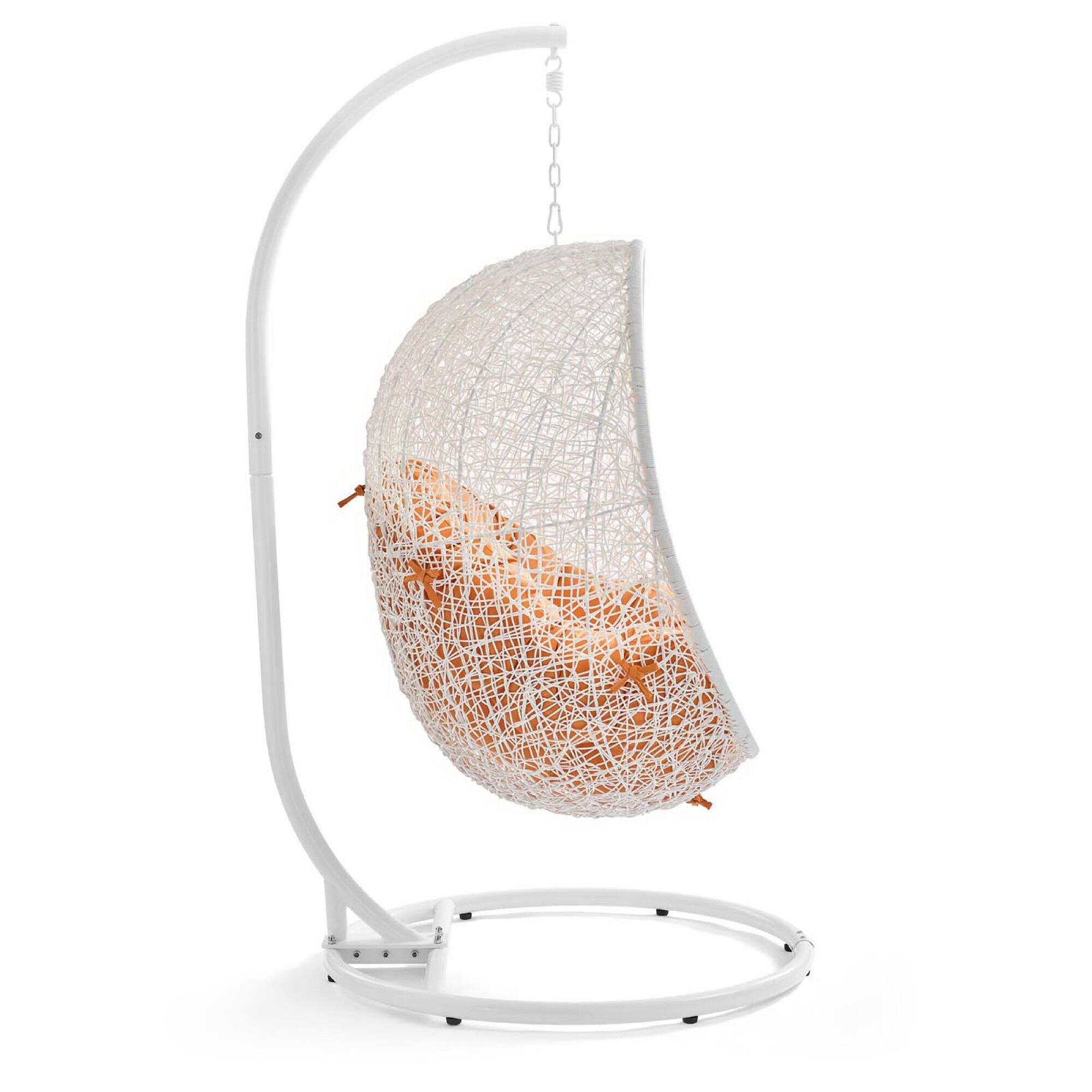 Angle. Modway - Hide Outdoor Patio Swing Chair With Stand by Modway - White Orange.