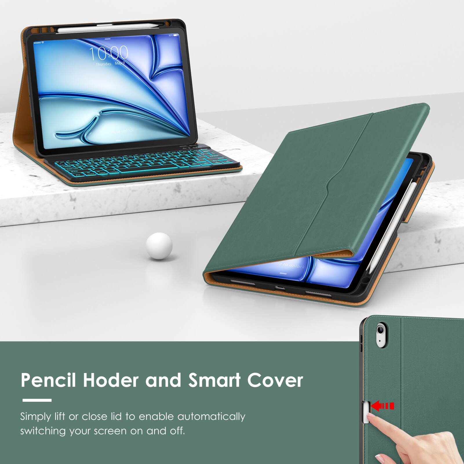 10:00  
Thursday, October 1

Pencil Holder and Smart Cover

Simply lift or close lid to enable automatically switching your screen on and off.