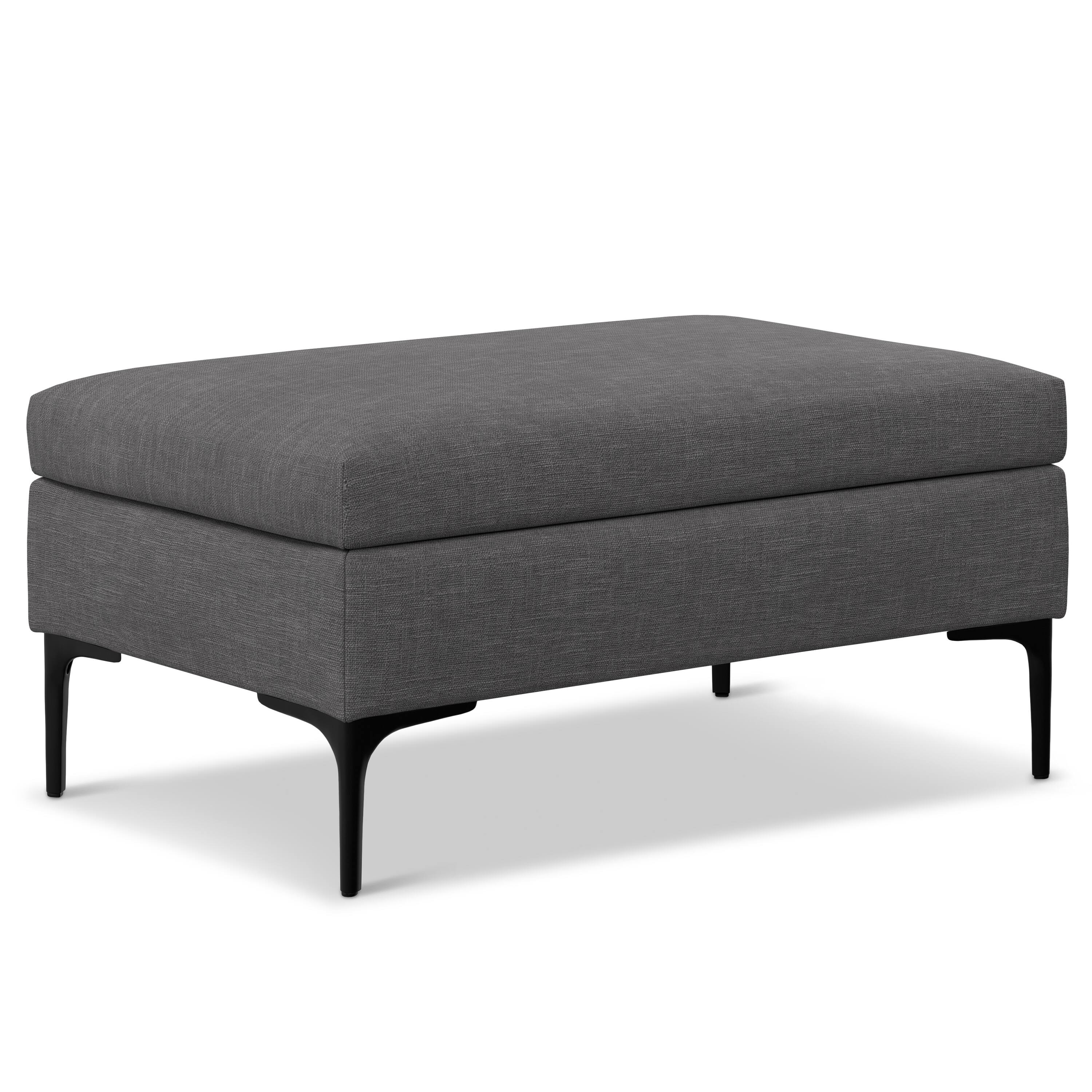 Angle. Tiramisubest - Slate Grey Linen Rectangular Coffee Table Storage Ottoman - Gray.