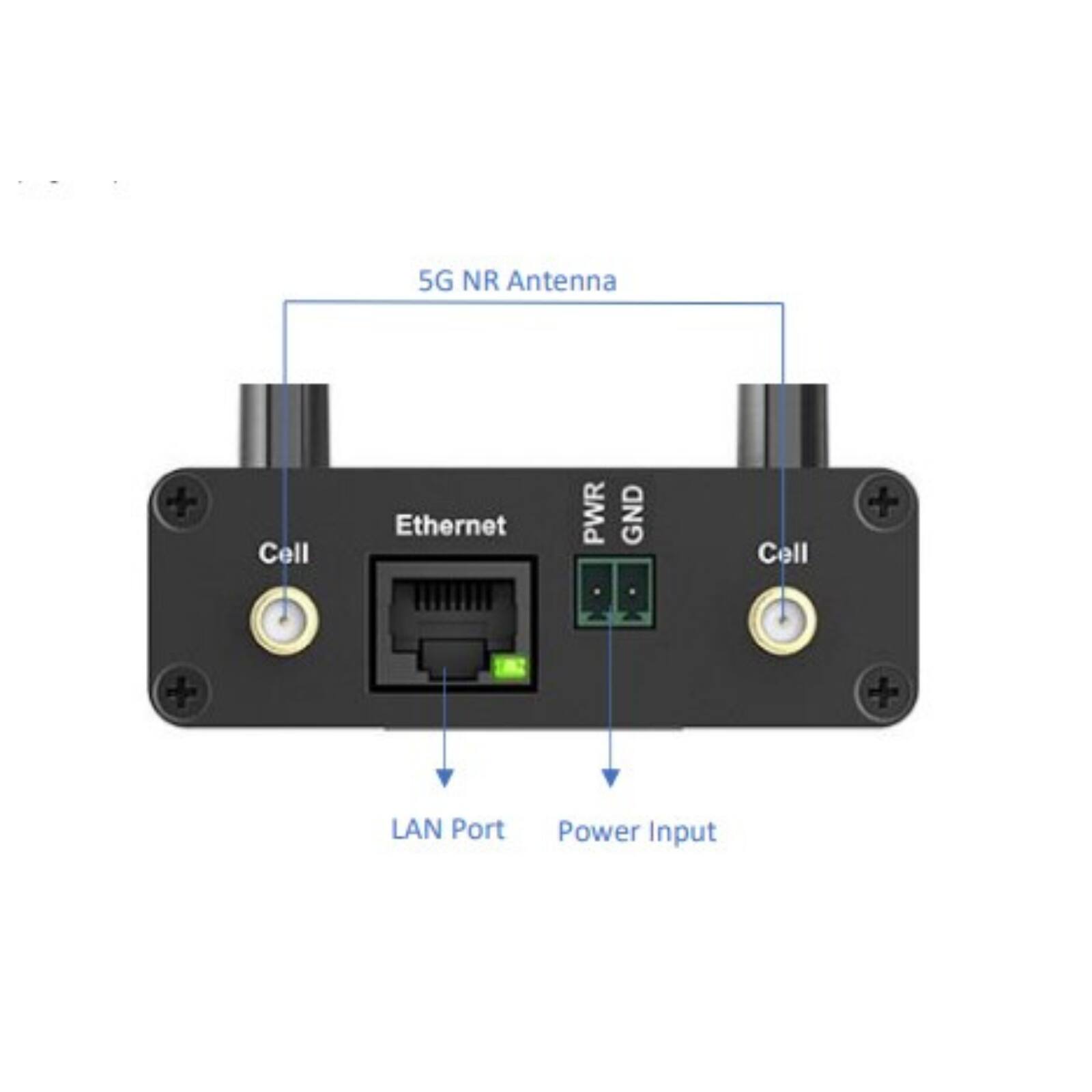 5G NR Antenna

Ethernet

Cell

PWR GND

Cell

LAN Port

Power Input
