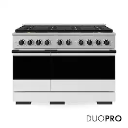 ZLINE - Autograph 48 in. 6.7 cu. ft. Marino Freestanding DuoPro Gas Range w/ White Matte Door and Matte Black Accents - White Matte