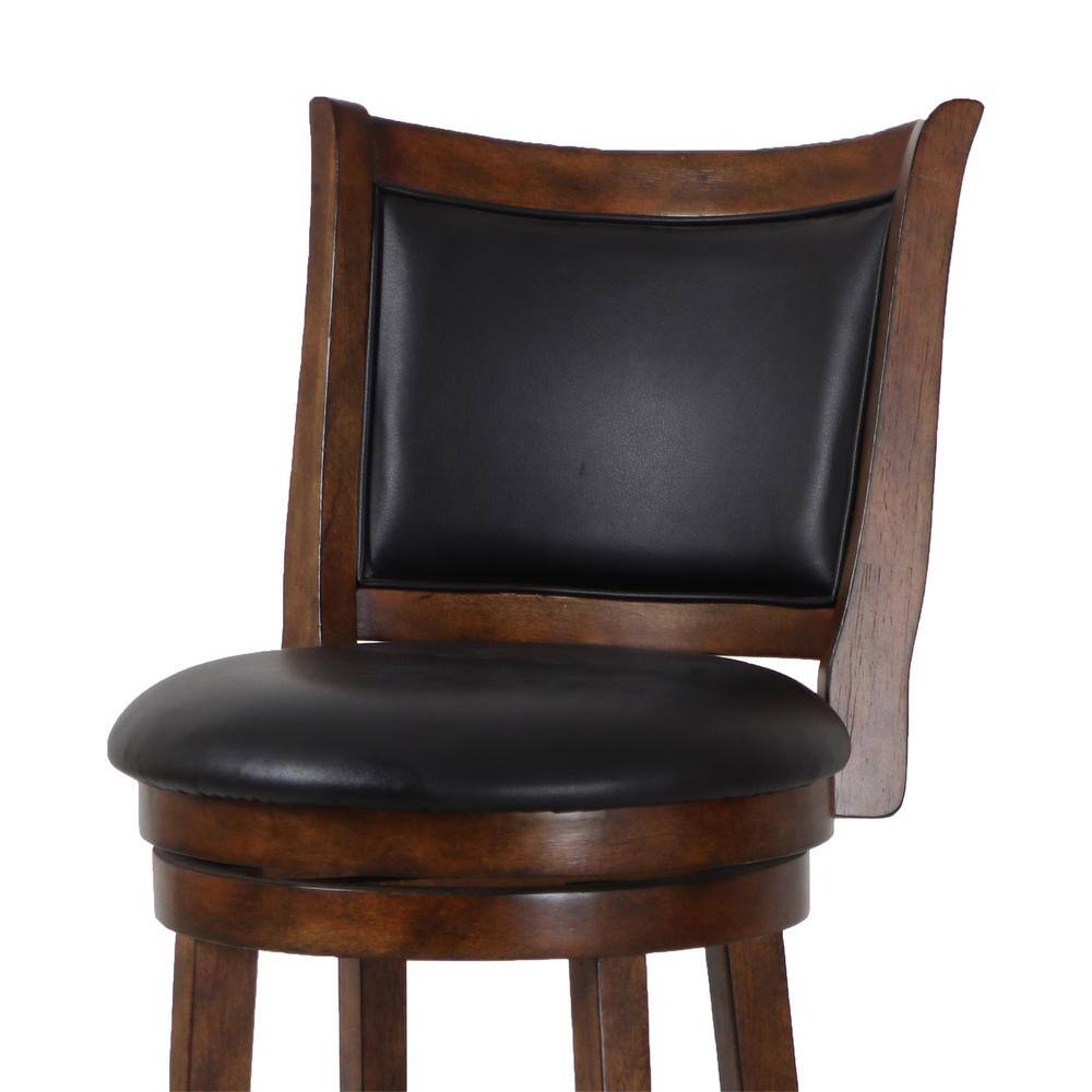 Left. New Classic Furniture - Bristol Wood Swivel Bar Stool with PU Seat in Dark Brown - Brown.