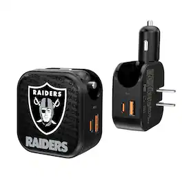 Keyscaper - Las Vegas Raiders Team Logo Dual Port USB Car & Home Charger - Multicolor