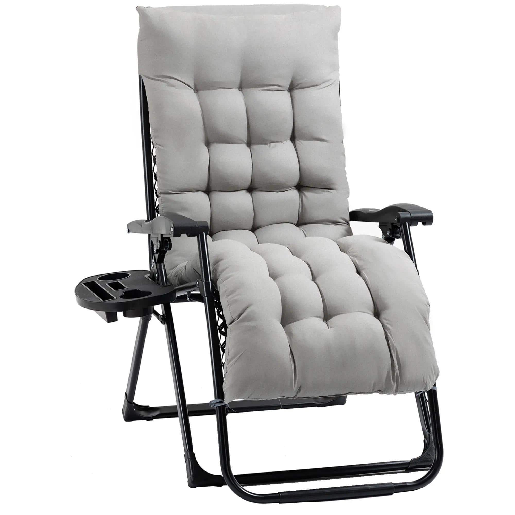 Spaco - Zero Gravity Chair,Folding Recliner Chair with Cup Holder Cushion - Gray