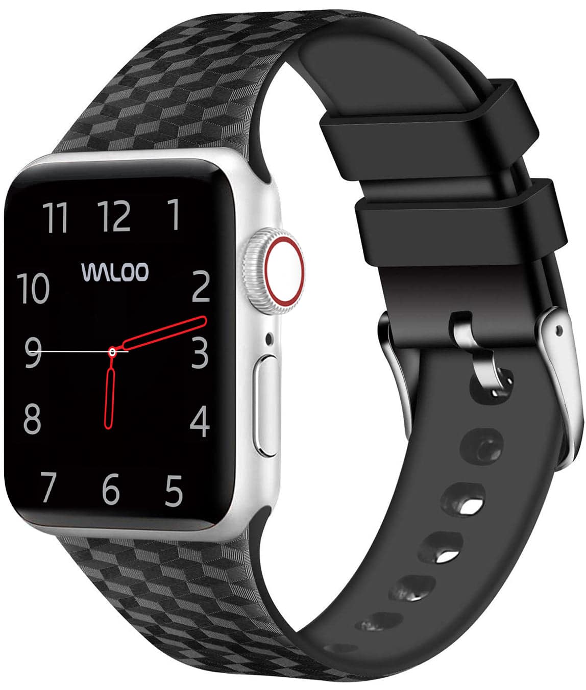 Waloo - Carbon Fiber Silicone Band For Apple Watch - Black