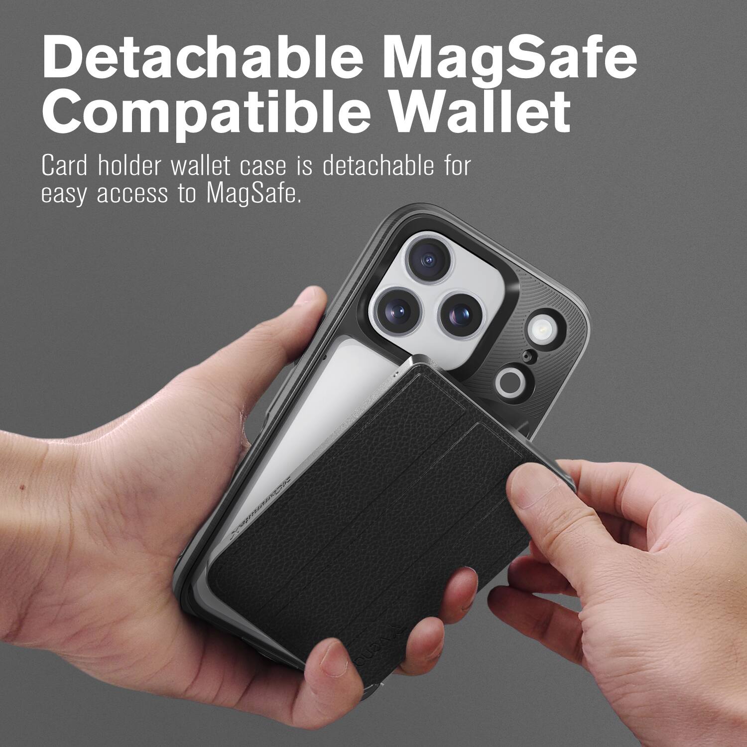 Detachable MagSafe Compatible Wallet

Card holder wallet case is detachable for easy access to MagSafe.