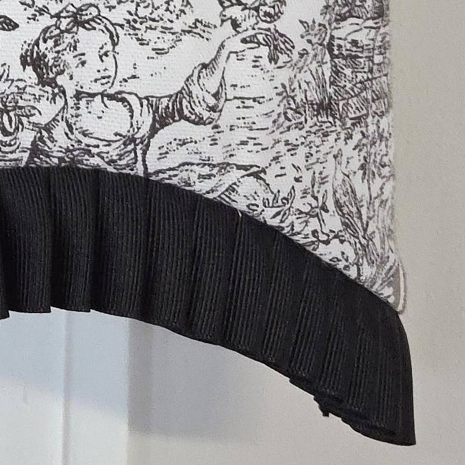 Back. RLF Home - RLF Home French Country Ruffled Provance Window Valance 100% Cotton Lined Rod Pocket 50" x 17" Beige - Beige.