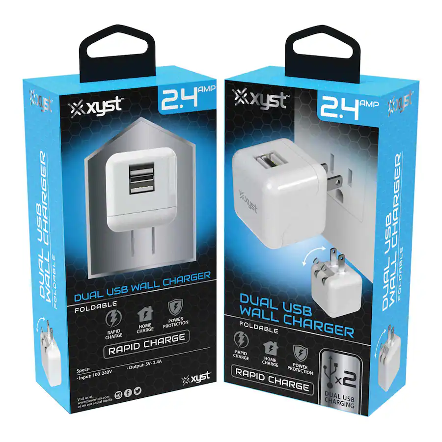 Usb Power Injection Xyst 2.4 Amp Dual USB Foldable Wall Charger White XYS-242WCWT - Best Buy