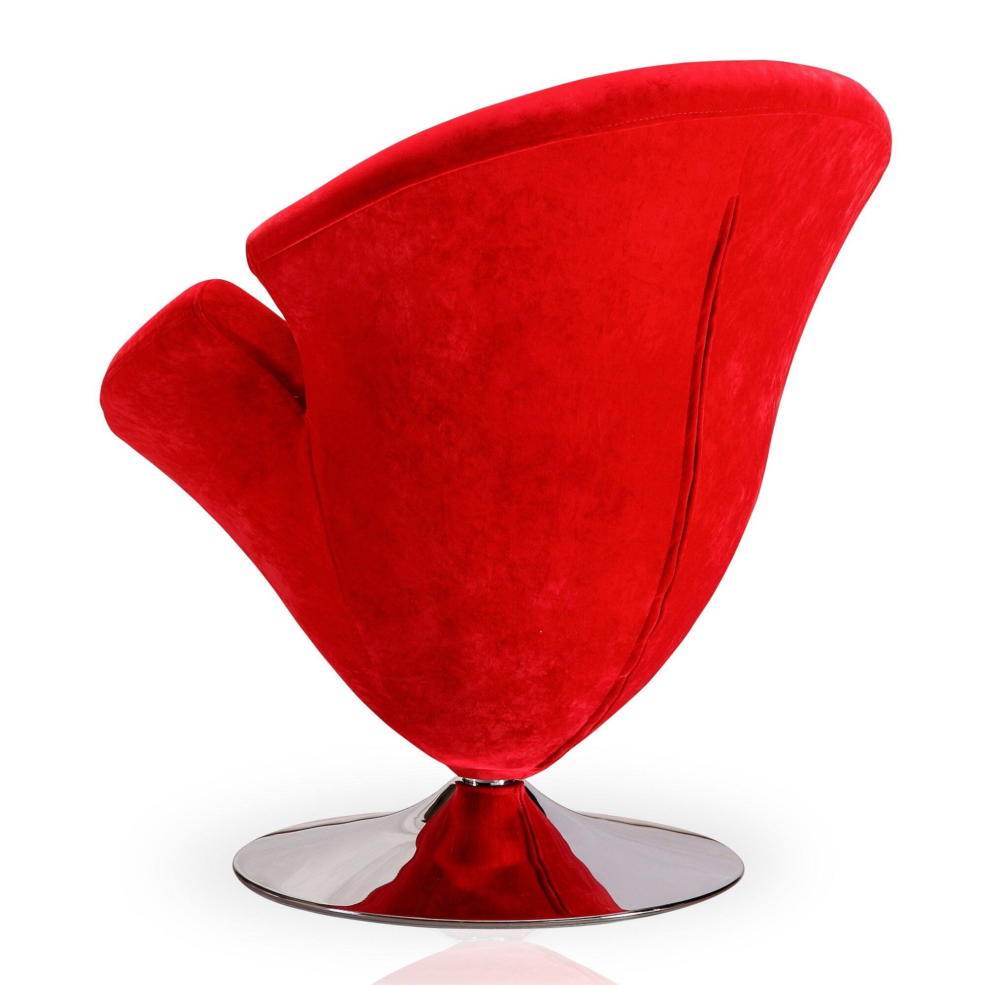 Alt View 2. Manhattan Comfort - Tulip Modern Velvet Swivel Lounge Chair - Red.