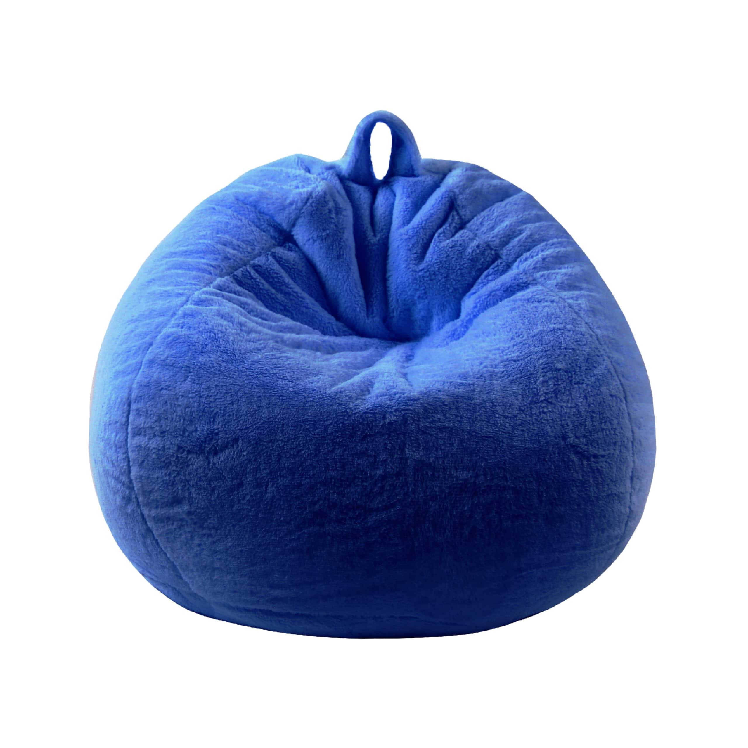 PO3TICJUNKI3- Faux Comfy Bean Bag Chair Cover no Filler Fluffy Stuffed Animal Storage Covers Large Sofa For Adults Furry- Dark Blue