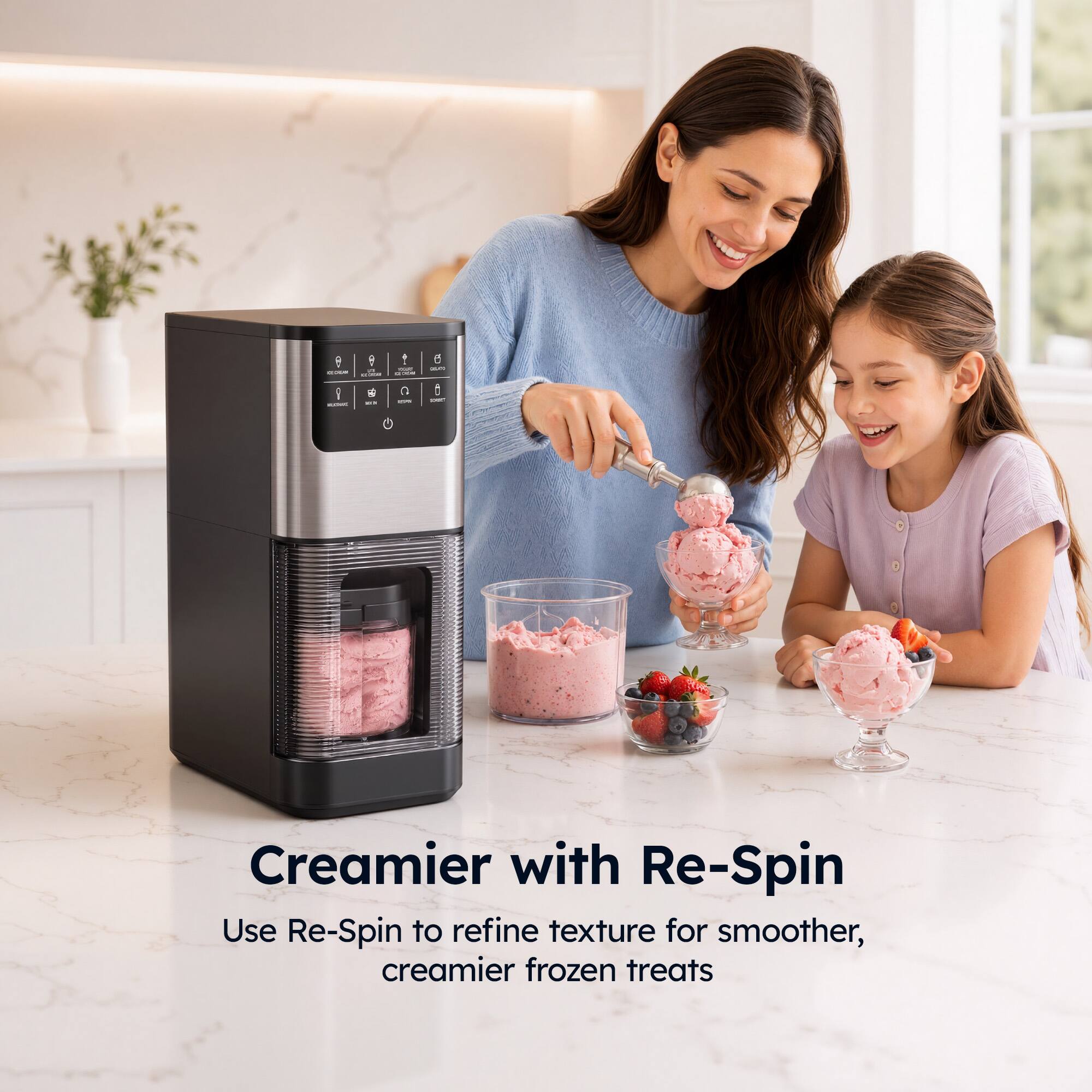 Creamier with Re-Spin  
Use Re-Spin to refine texture for smoother, creamier frozen treats