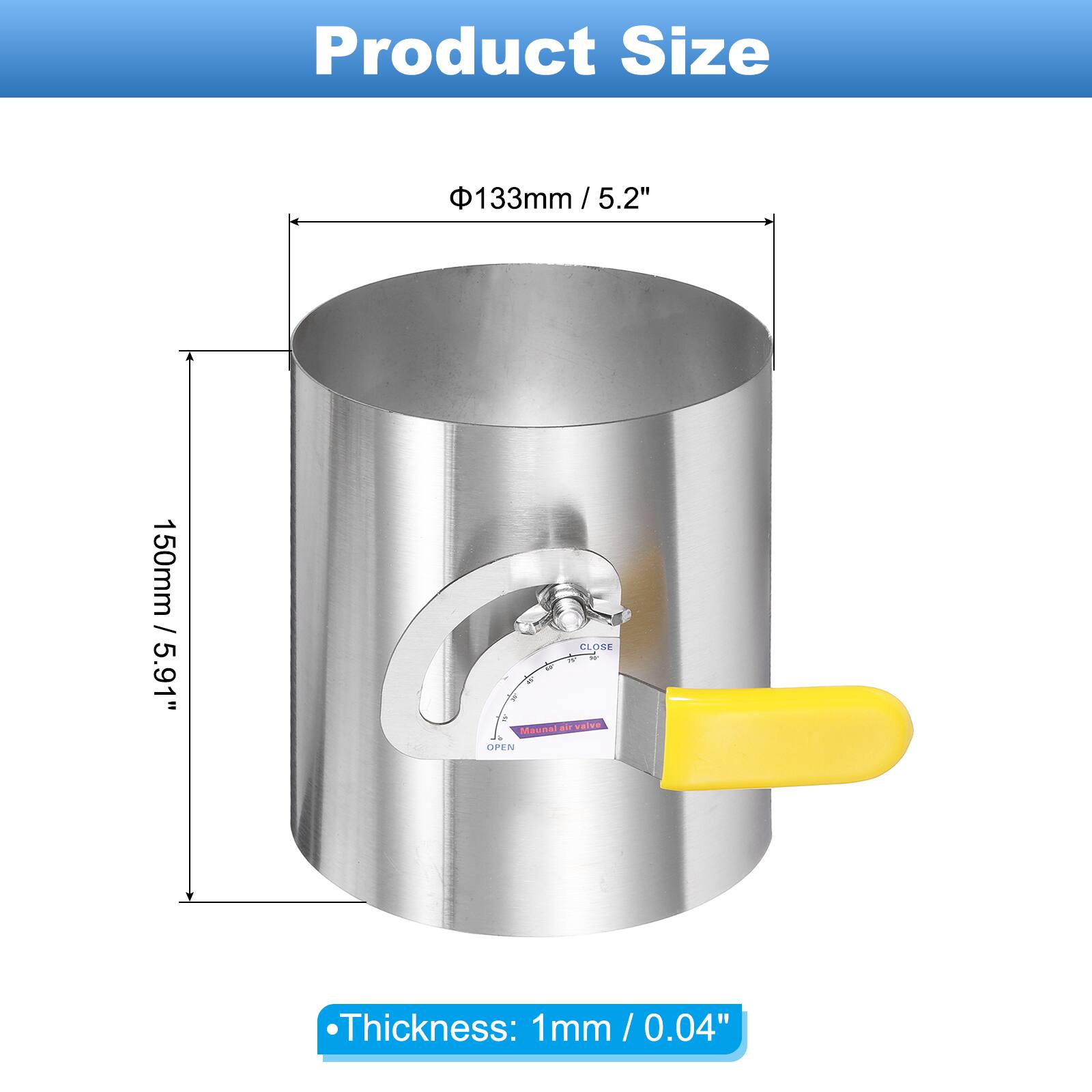 Product Size  
Φ133mm / 5.2"  
150mm / 5.91"  

Thickness: 1mm / 0.04"