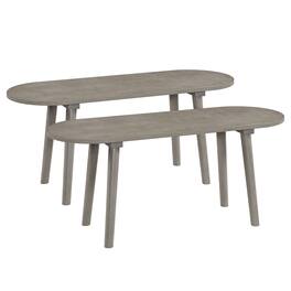 Costway - 2 PCS 43" Solid Wood Farmhouse Dining Bench Set of 2 with Rubber Wood Legs for Kitchen - Gray