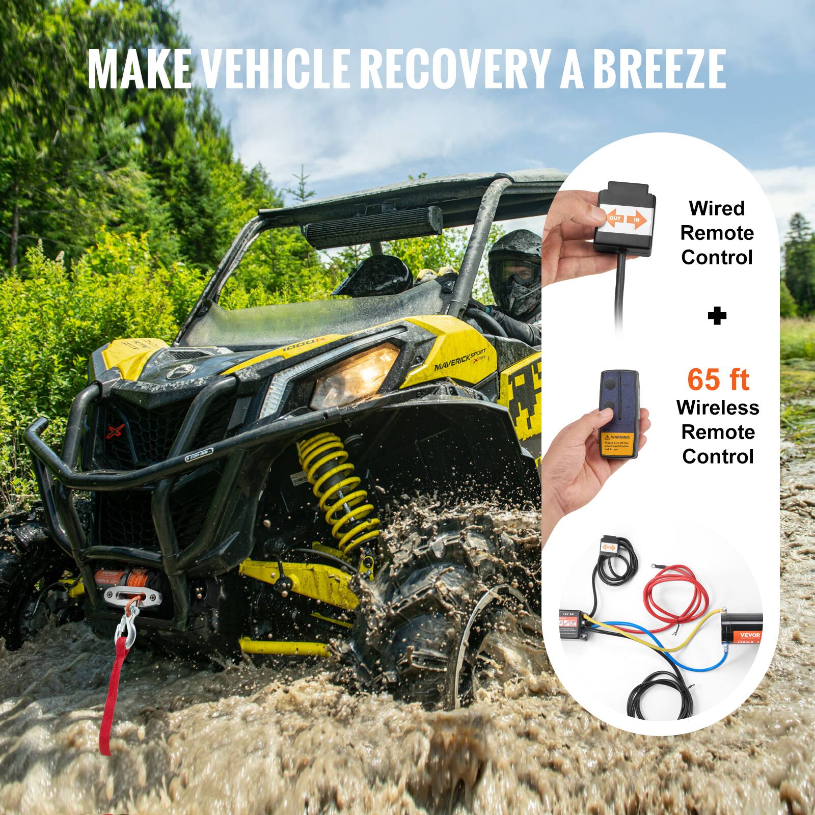 MAKE VEHICLE RECOVERY A BREEZE

- Wired Remote Control
- 65 ft Wireless Remote Control