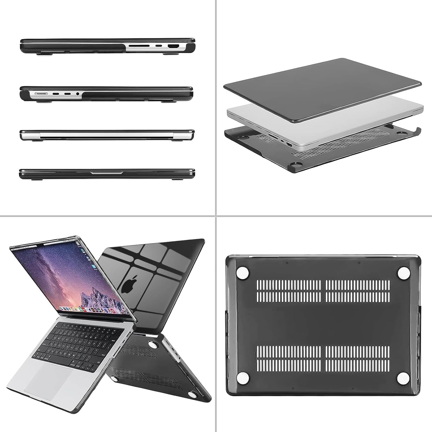 Alt View 3. mosiso - Case for MacBook Pro 14 inch Case M5 M4 M3 M2 M1 2026-2021 A3427 A3426 A3434 A3112 A3185 A3401 A2918 A2992 A2779 A2442 - Smoke Black.