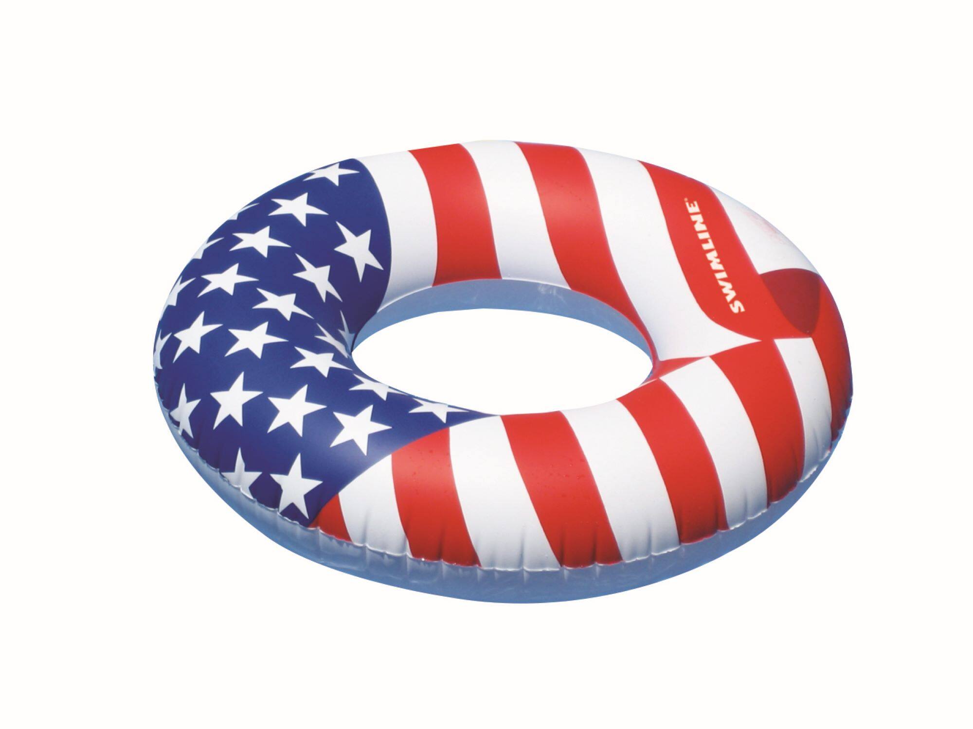 Alt View 2. Swim Central - American Flag Inflatable Swimming Pool Inner Tube - 36" - Red and White - Red.