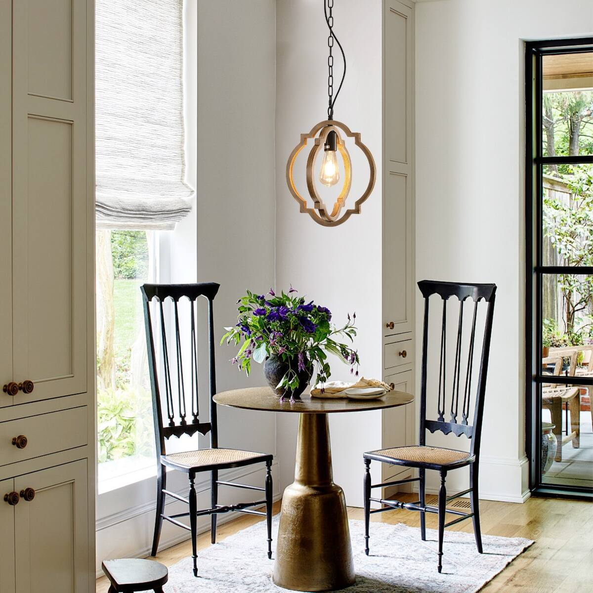 Front. Loheer - Loheer Farmhouse Dining Room Chandelier Solid Wood Retro Country Ceiling Light for Dining Room Foyer.
