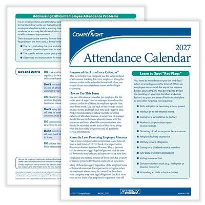 Addressing Difficult Employee Attendance Problems

2027 Attendance Calendar

Do's and Don'ts

Don't
- Don't ignore your attendance policy
- Don't let employees "make up" time
- Don't let employees "make up" time
- Don't let employees "make up" time
- Don't let employees "make up" time
- Don't let employees "make up" time
- Don't let employees "make up" time
- Don't let employees "make up" time
- Don't let employees "make up" time
- Don't let employees "make up" time
- Don't let employees "make up" time
- Don't let employees "make up" time
- Don't let employees "make up" time
- Don't let employees "make up" time
- Don't let employees "make up" time
- Don't let employees "make up" time
- Don't let employees "make up" time
- Don't let employees "make up" time
- Don't let employees "make up" time
- Don't let employees "make up" time
- Don't let employees "make up" time
- Don't