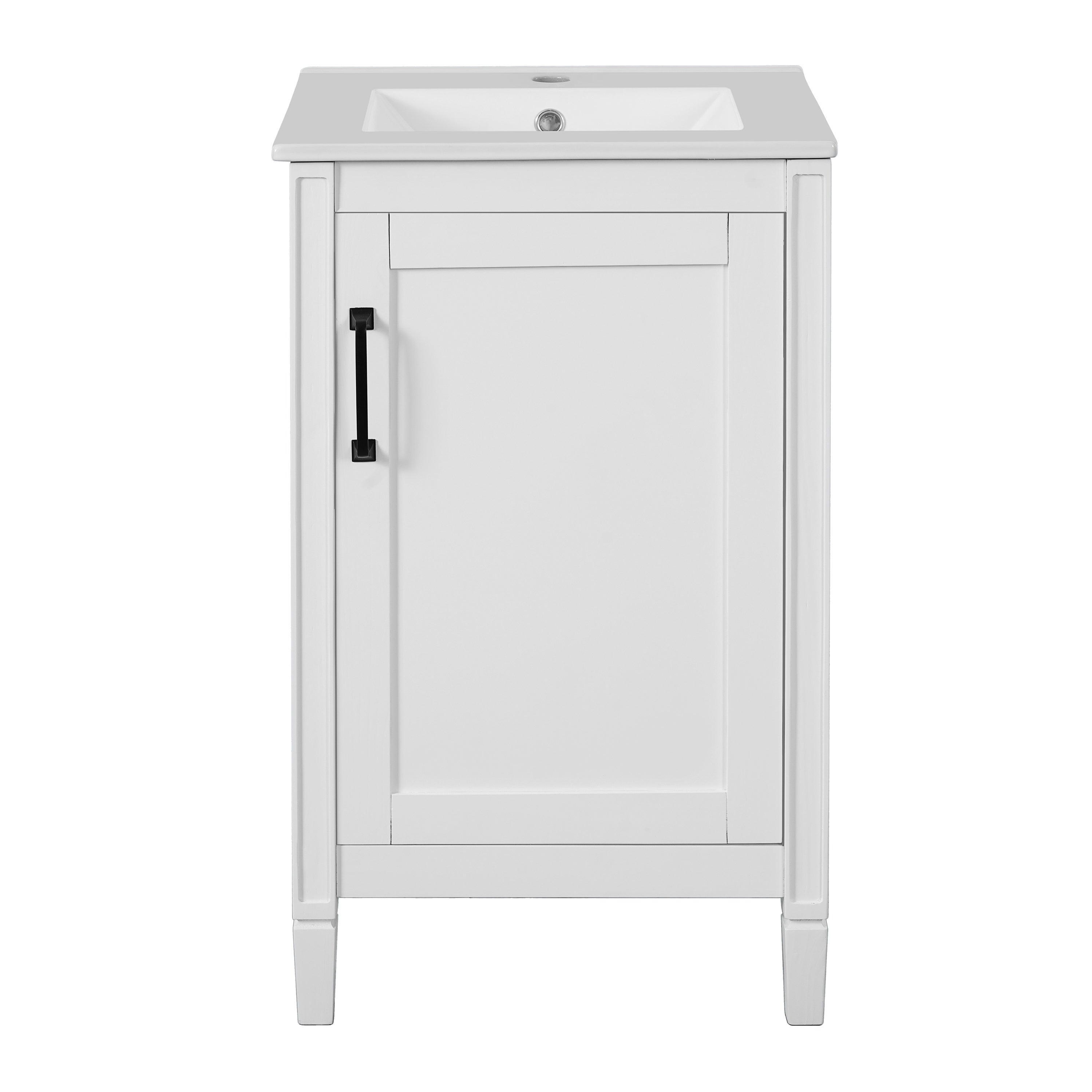 Alt View 10. Boyel Living - 20 Inch White Bathroom Vanity with Ceramic Sink Soft Close Door Adjustable U Shaped Shelf and Door Storage Rack - White.