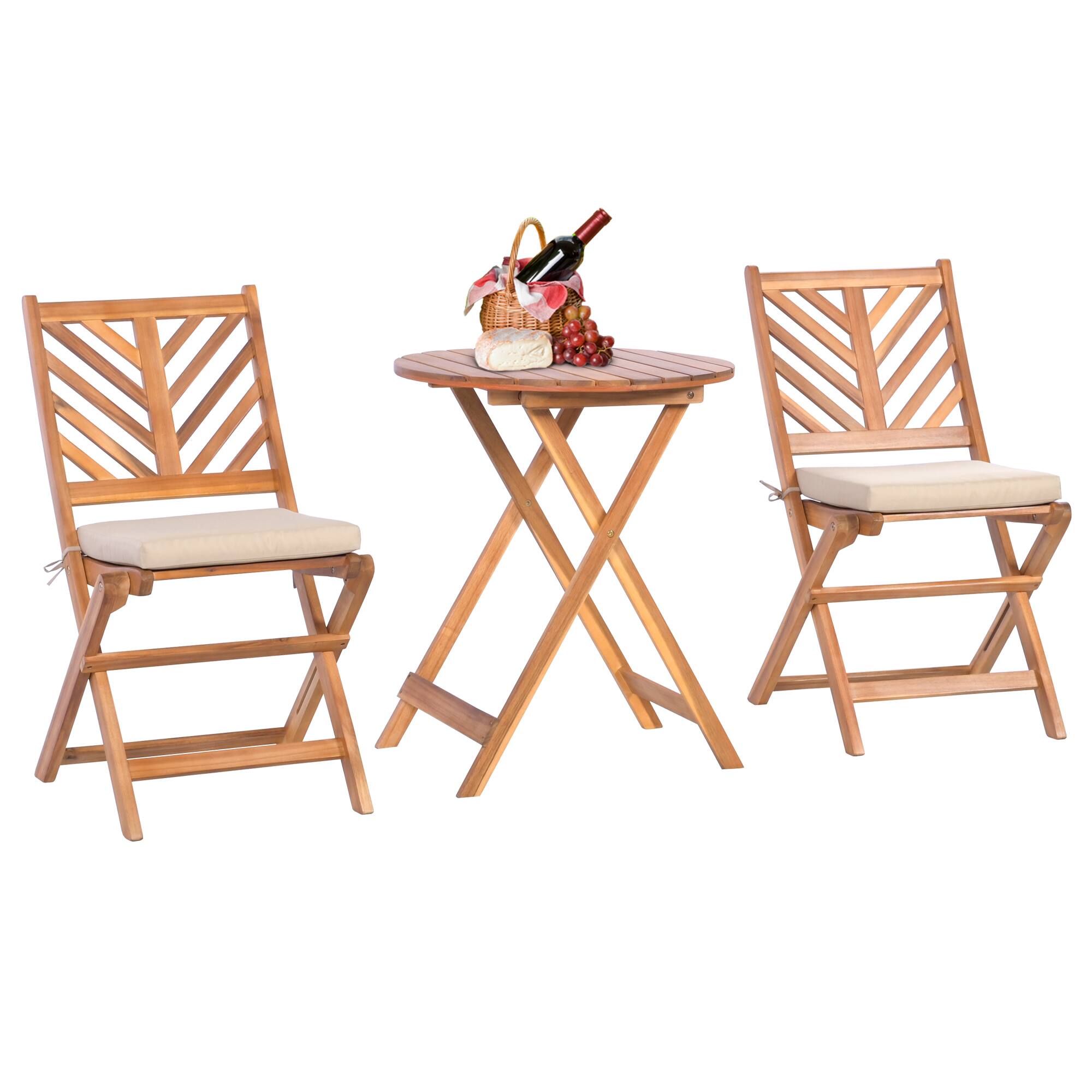 Angle. Werph - Werph 3-Piece Acacia Wood Patio Set - Khaki.