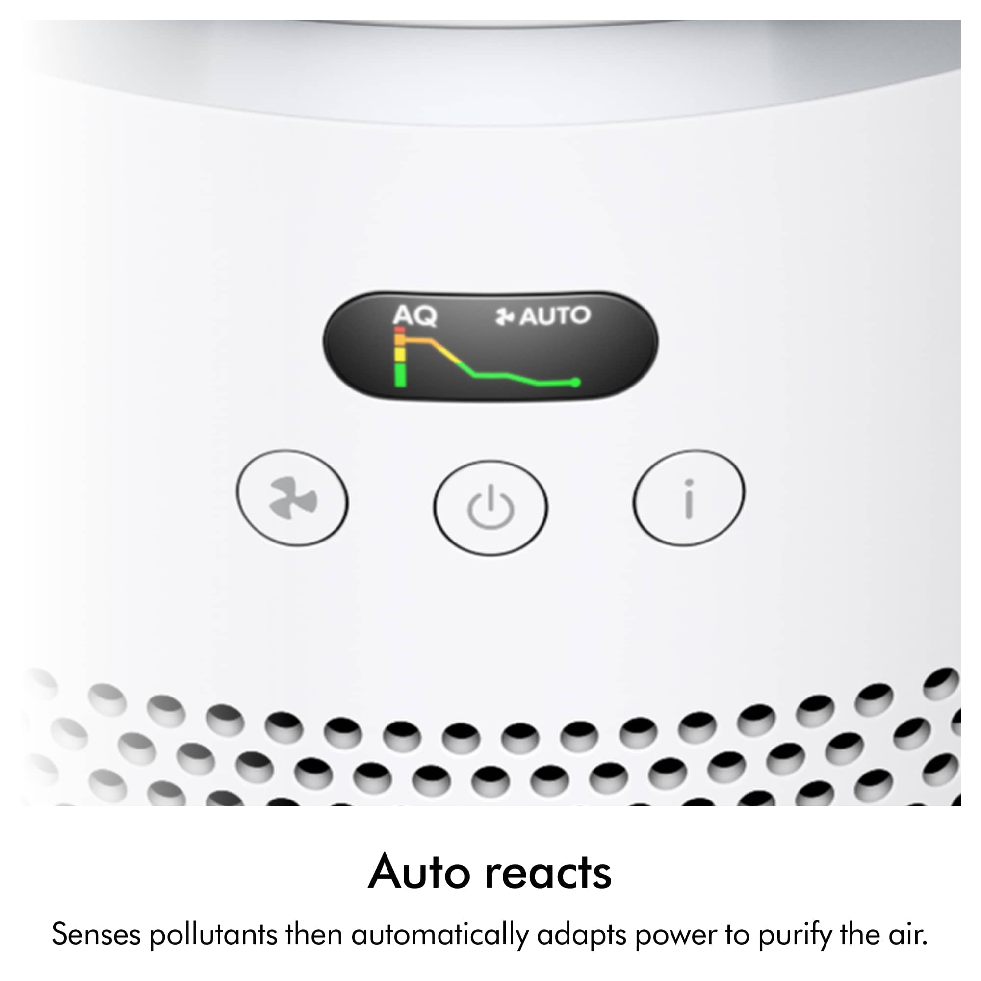 AQ AUTO
Auto reacts
Senses pollutants then automatically adapts power to purify the air.
