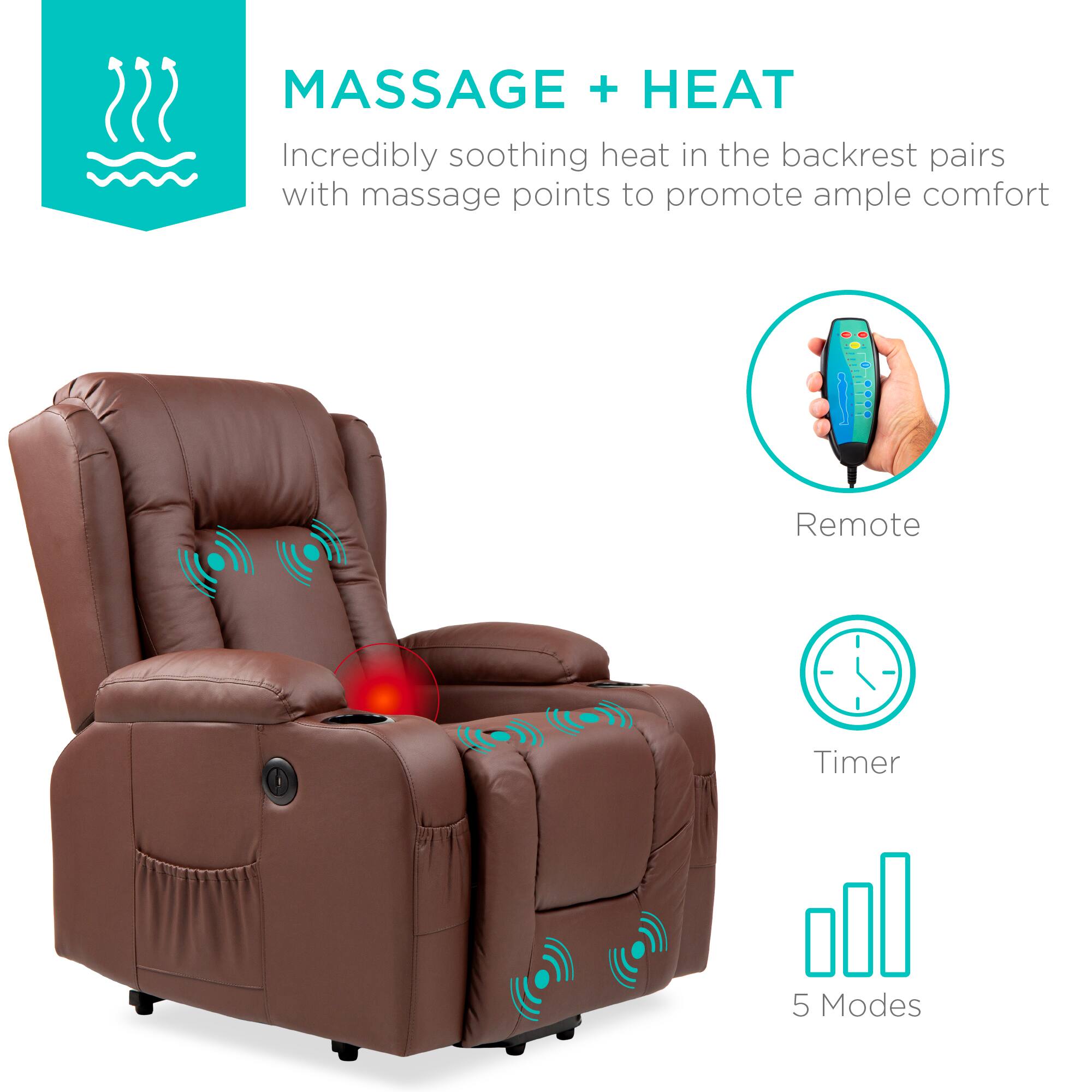 MASSAGE + HEAT

Incredibly soothing heat in the backrest pairs with massage points to promote ample comfort

- Remote
- Timer
- 5 Modes