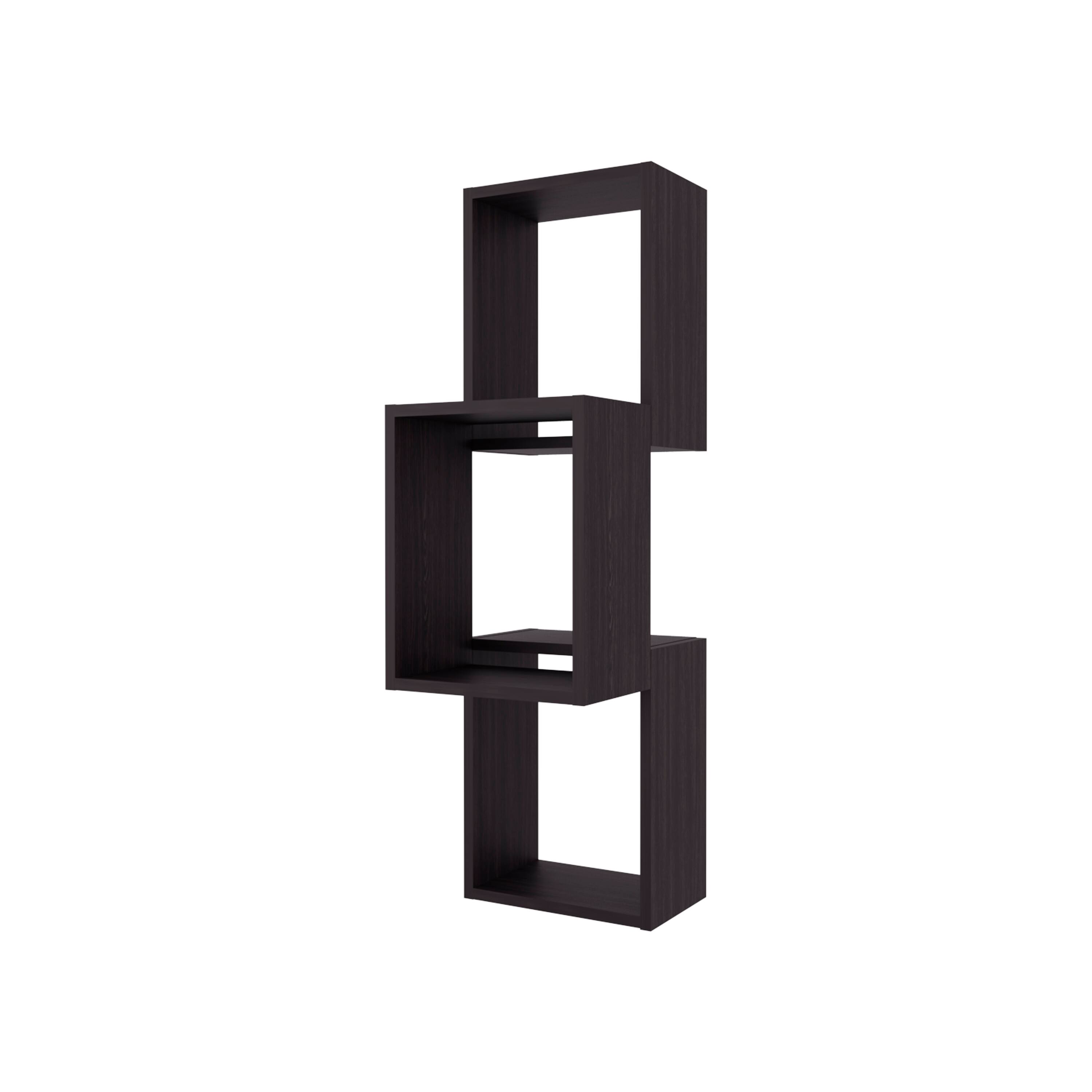Alt View 3. TuHome - Seyner 3-Cube Wall Shelf, Open Storage and Display Shelves for Living Room Decor or Office Decor - Black.