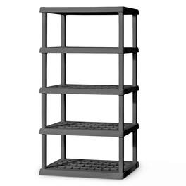 Sterilite - 75.2 Inch Heavy Duty Durable 5 Shelf Ventilated Shelving Unit, Gray - Gray