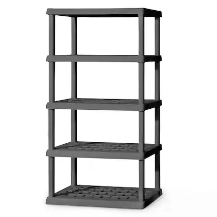 Front. Sterilite - Sterilite 75.2 Inch Heavy Duty Durable 5 Shelf Ventilated Shelving Unit, Gray - Gray.