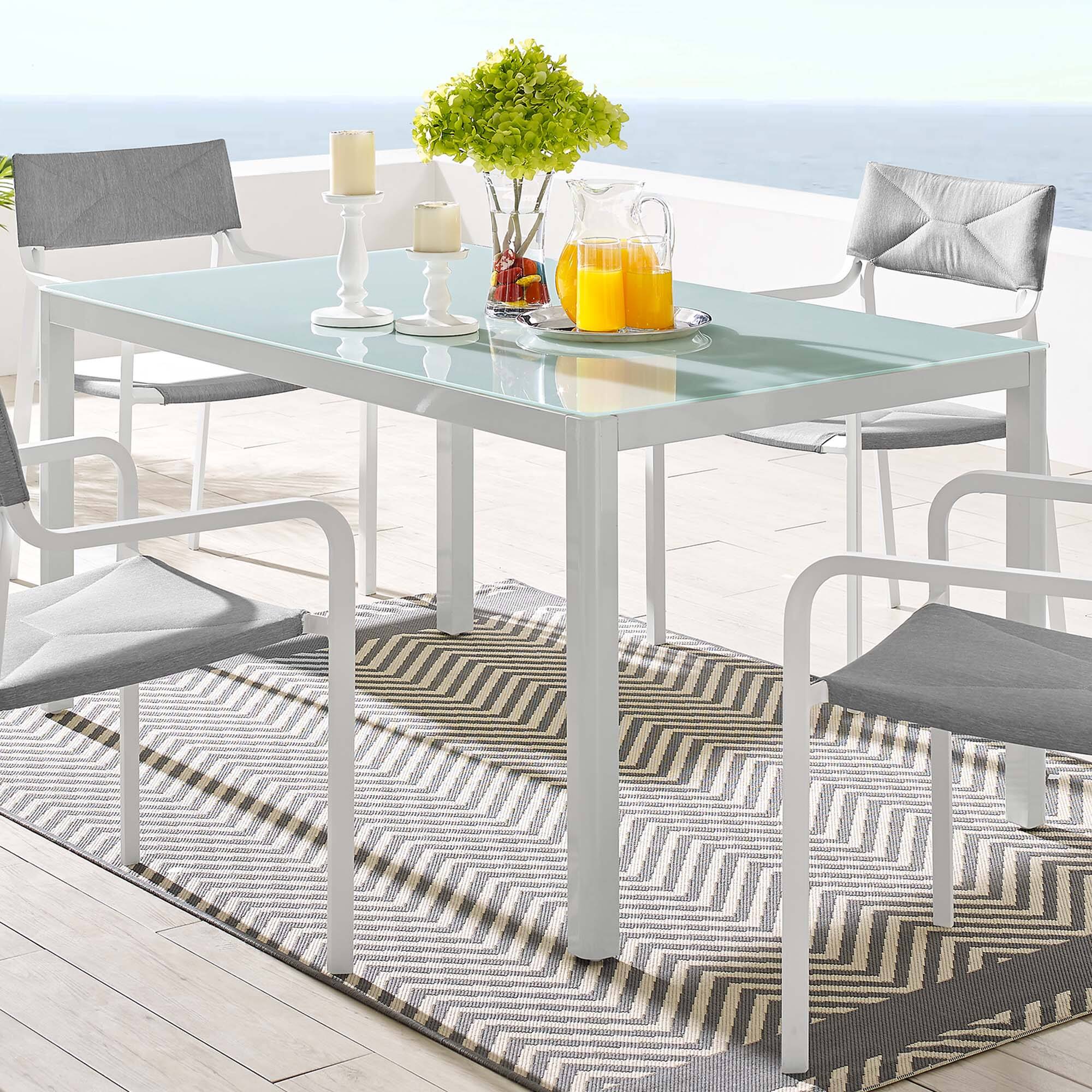 Raleigh 59" Outdoor Patio Aluminum Dining Table by Modway - White