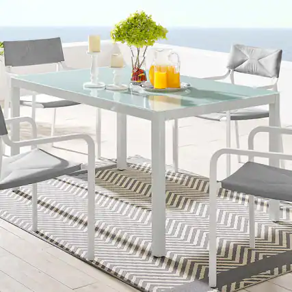 Front. Modway - Raleigh 59" Outdoor Patio Aluminum Dining Table by Modway - White.