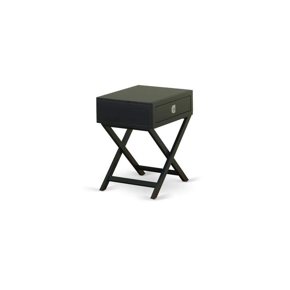 Angle. East West Furniture - Night Stand Black - Brown.