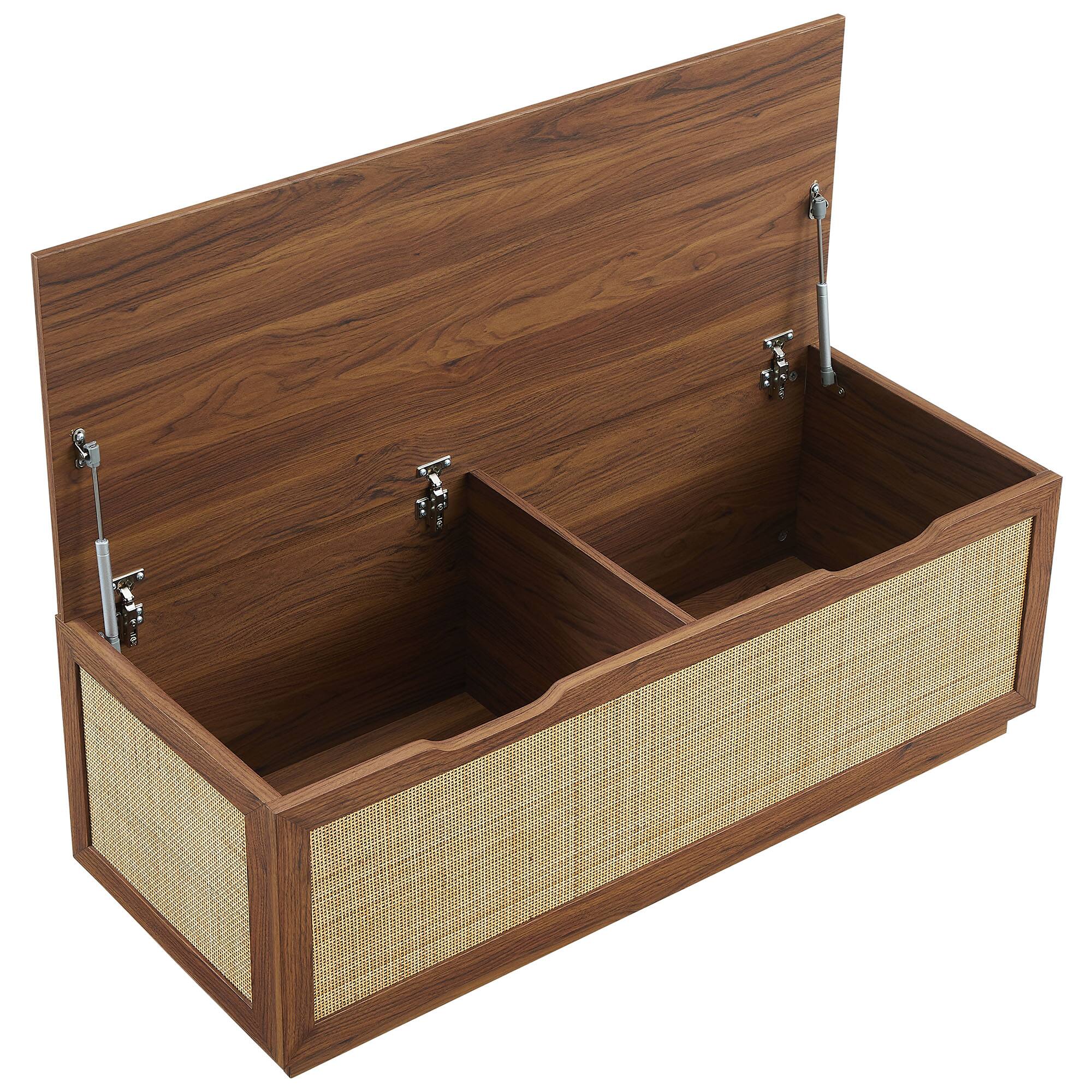 Alt View 2. Modway - Soma 47" Rattan Storage Bench by Modway - Brown.
