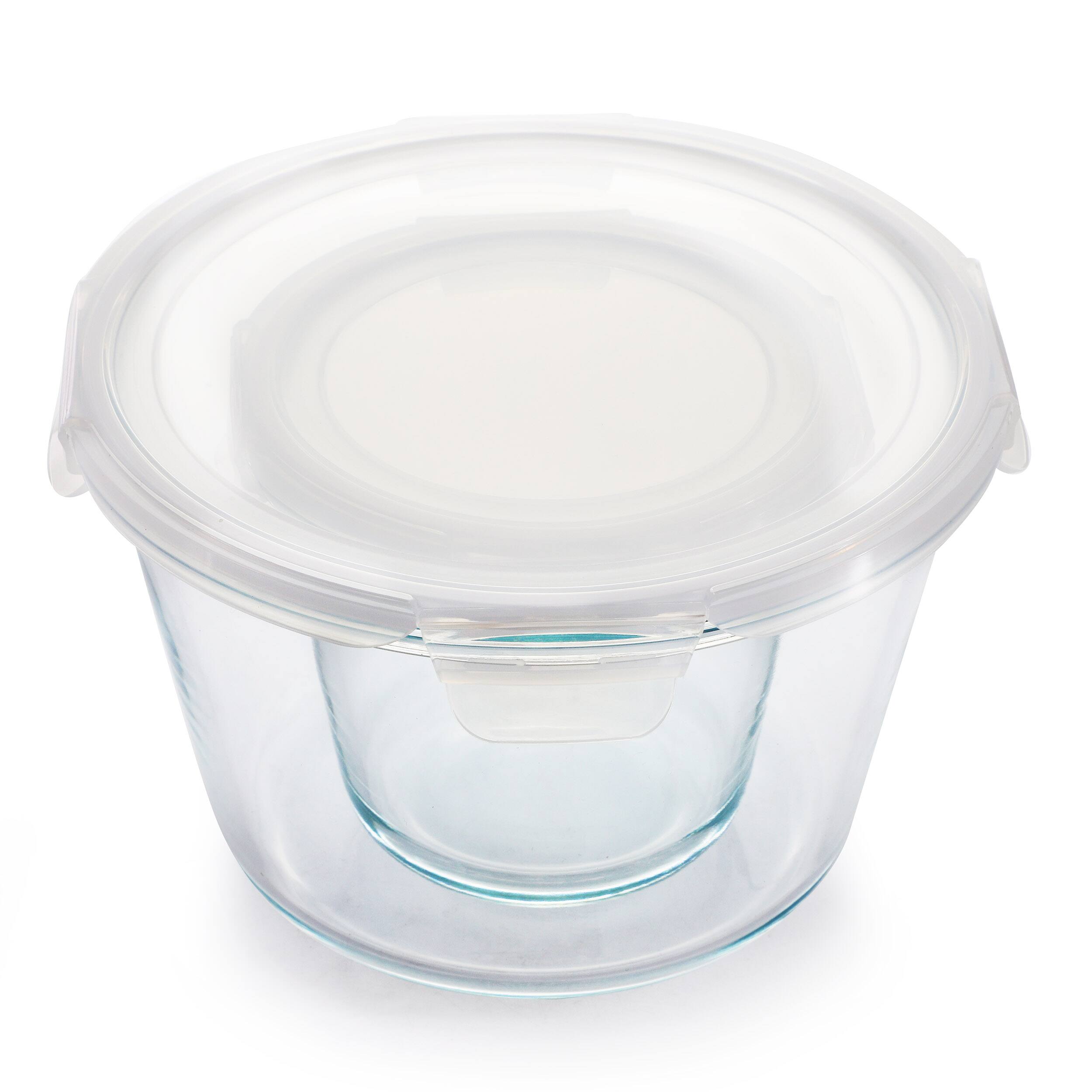 Left. Gibson - Gibson Home House Specials 4 Piece Borosilicate Glass Round Storage Container Set with Snap Lids - Clear.