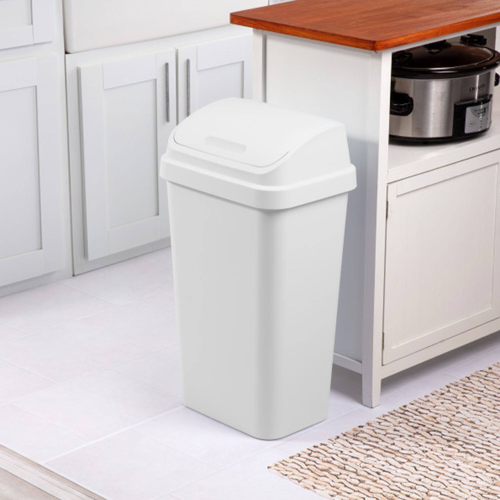 Alt View 2. Sterilite - Sterilite 13 Gal Swing Top Lidded Wastebasket Kitchen Trash Can, White (8 Pack) - White.