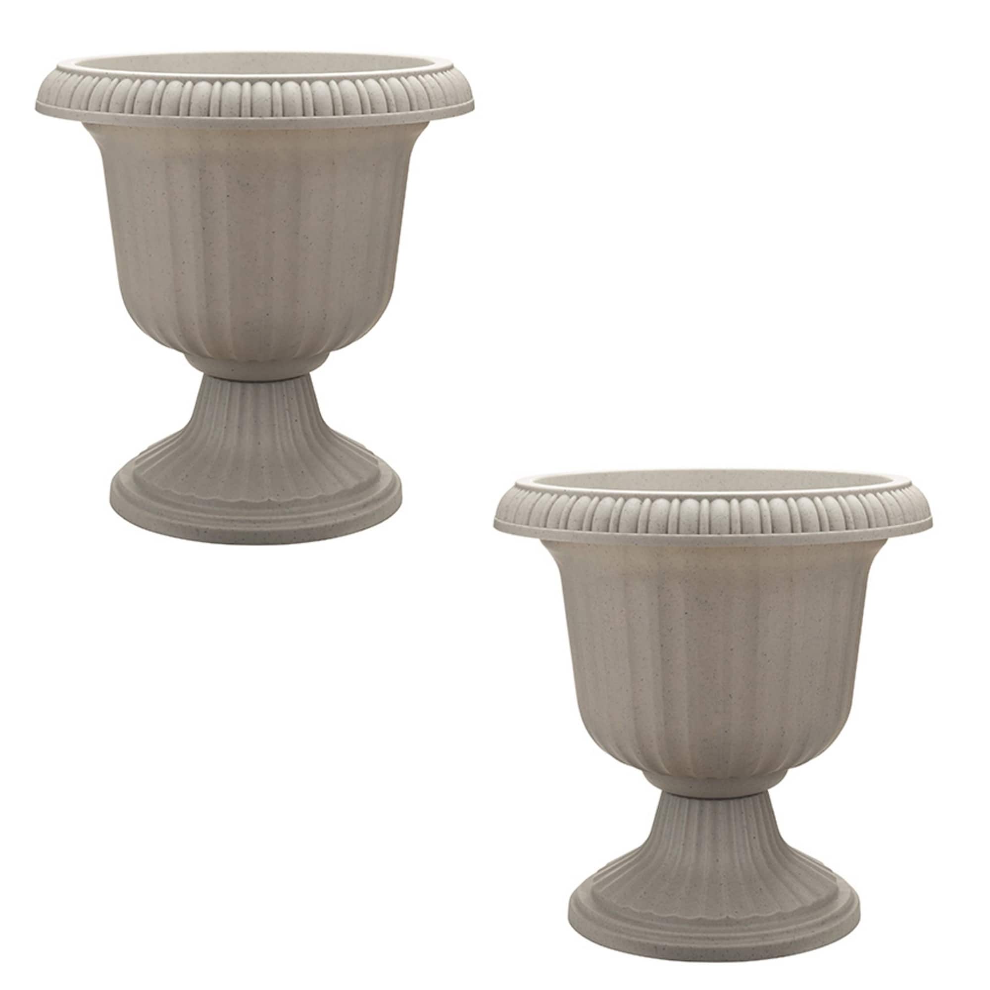 Southern Patio - 14" Outdoor Lightweight Resin Utopian Urn Planter, (2 Pack) - Stone