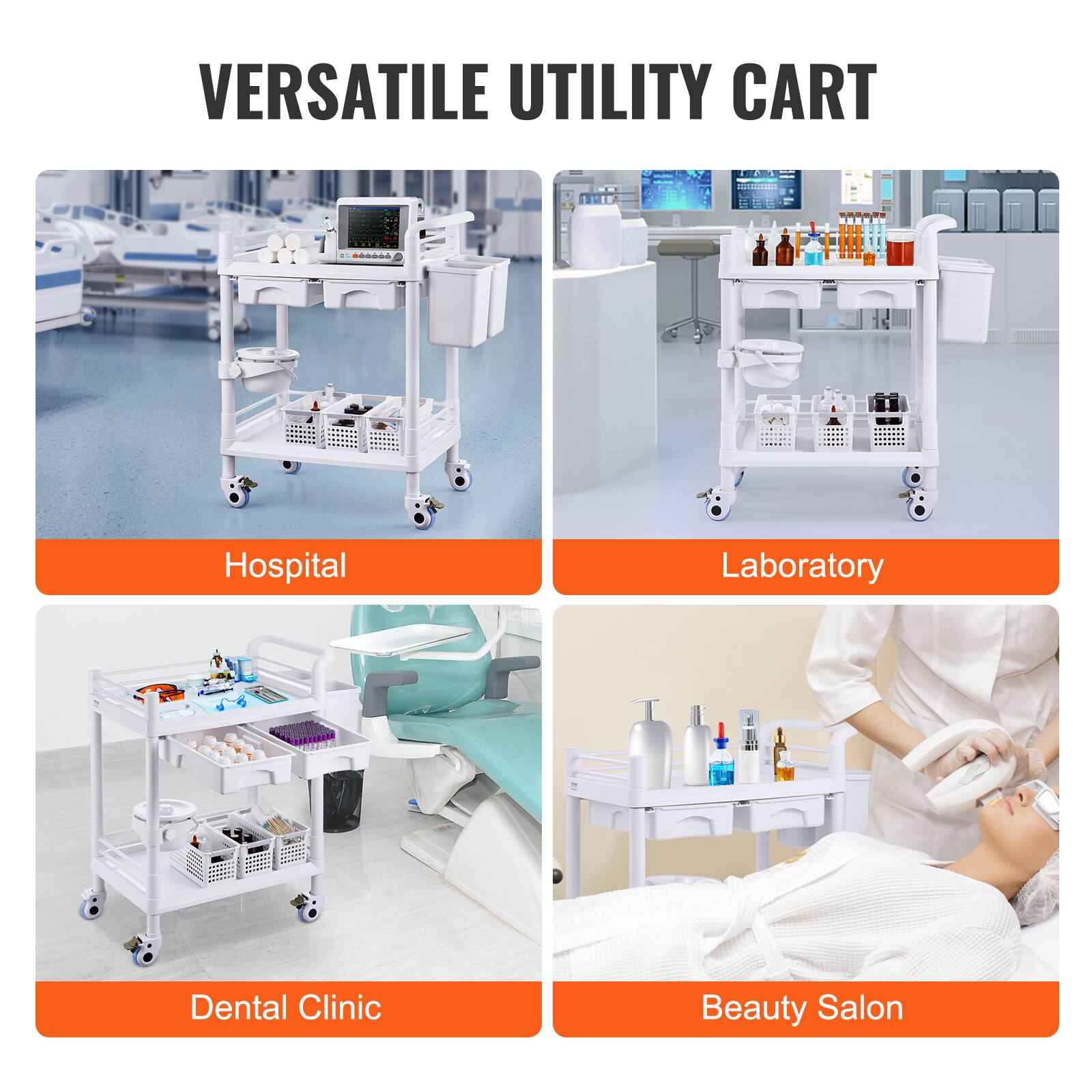 VERSATILE UTILITY CART - Hospital, Laboratory, Dental Clinic, Beauty Salon