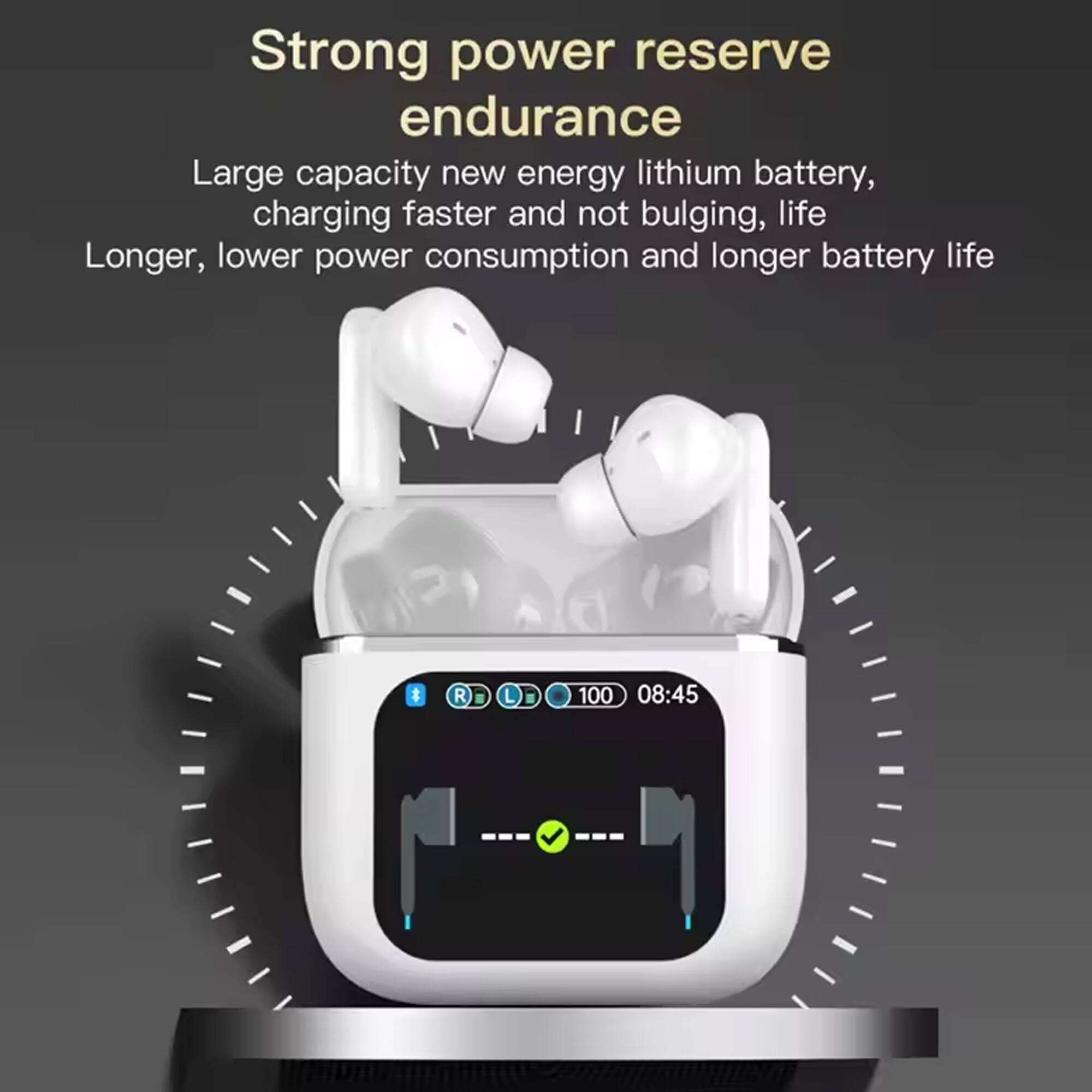 Strong power reserve endurance  
Large capacity new energy lithium battery, charging faster and not bulging, life Longer, lower power consumption and longer battery life  

R L 100 08:45