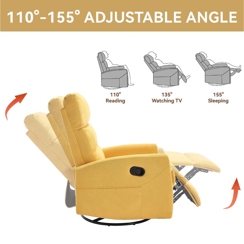 110°-155° ADJUSTABLE ANGLE

110° Reading
135° Watching TV
155° Sleeping